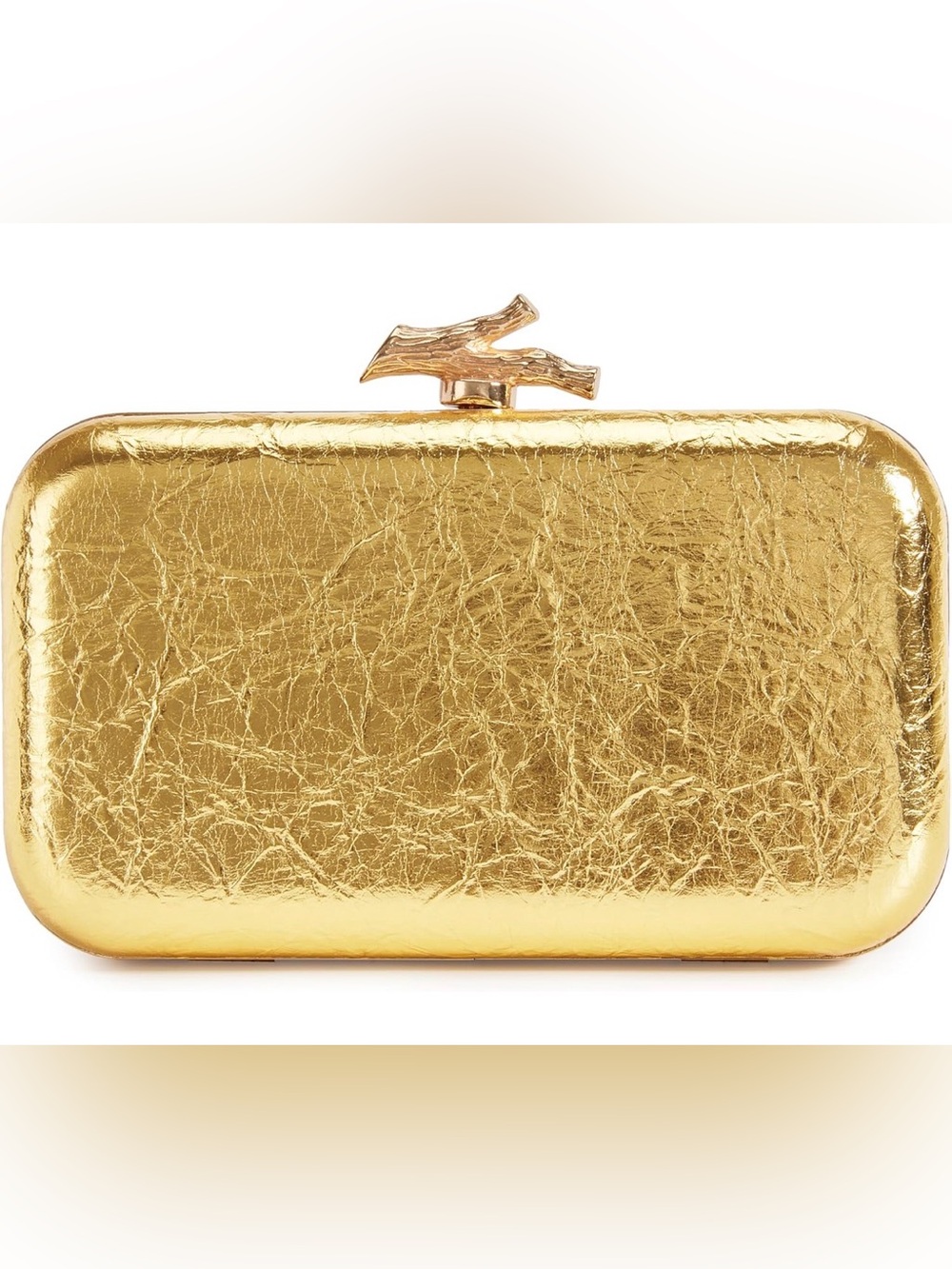 BRYCTSISEN Gold Box Clutch Metallic Faux Leather Evening Bag Wedding Guest Purse